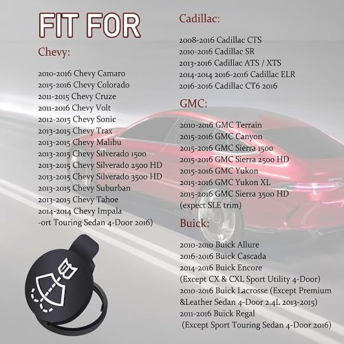 Miniatura 7 de 2 piezas de repuesto para tapa de depósito de líquido para limpiaparabrisas GMC Chevy Buick Cadillac, sustituye al OEM #: 13227300, 12767700,