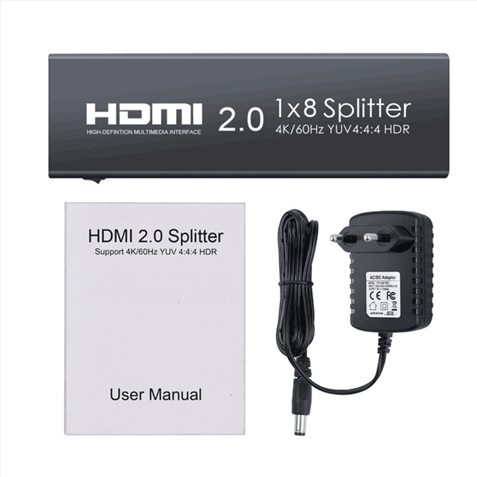 Splitter Duplicatore Hdmi 4K A 60 Hz 1 Ingresso 2/4/8 Uscite - con Cavo di Alimentazione Splitter da Gioco HD 1X2/4/8 Porte, 4: 4: 4, Schermi Duplicati/Specchio, per Xbox/Ps5 (8 Porte)