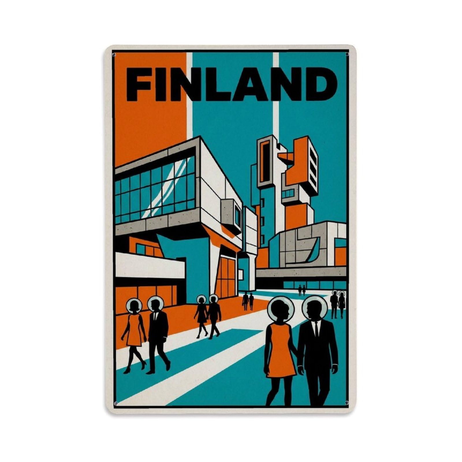 Olhnbad Style Finland Modernist Urban Station Travel Transit Metal Tin Sign
