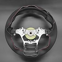 Vista 3 de Loncky - Fundas de volante personalizadas de fibra de carbono PU cosidas a mano para Toyota Fortuner 2015-2021/Toyota Hilux 2015-2021, accesorios