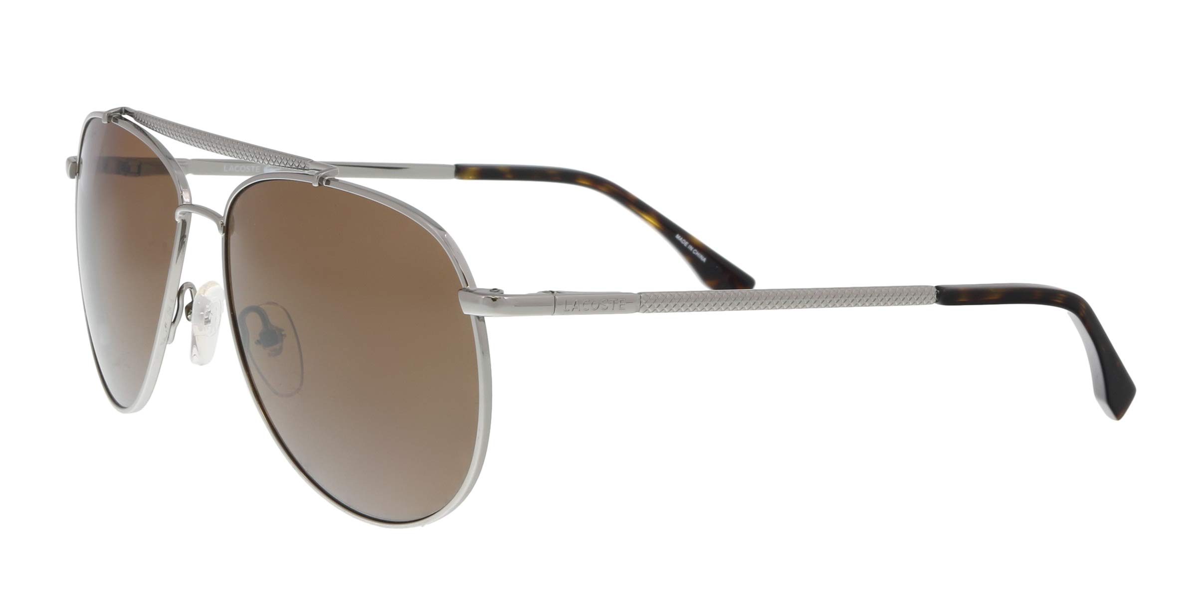 New Lacoste L177S 033 Gunmetal Aviator Sunglasses with Brown  display picture 2