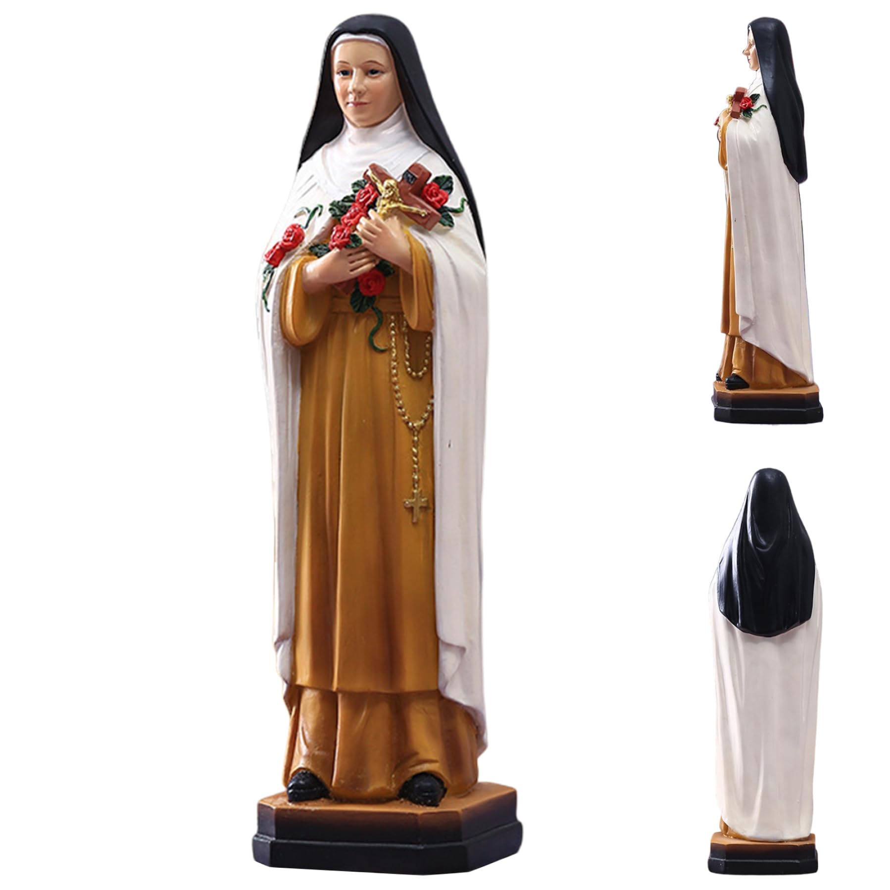 CAKEEYUM Christian Gift 8.2x2.4x2.2 Inch Resin St Therese Catholic Statue on Base Inspirational St Therese Religious Statues for Religious Holiday, Reception Celebration or Housewarming