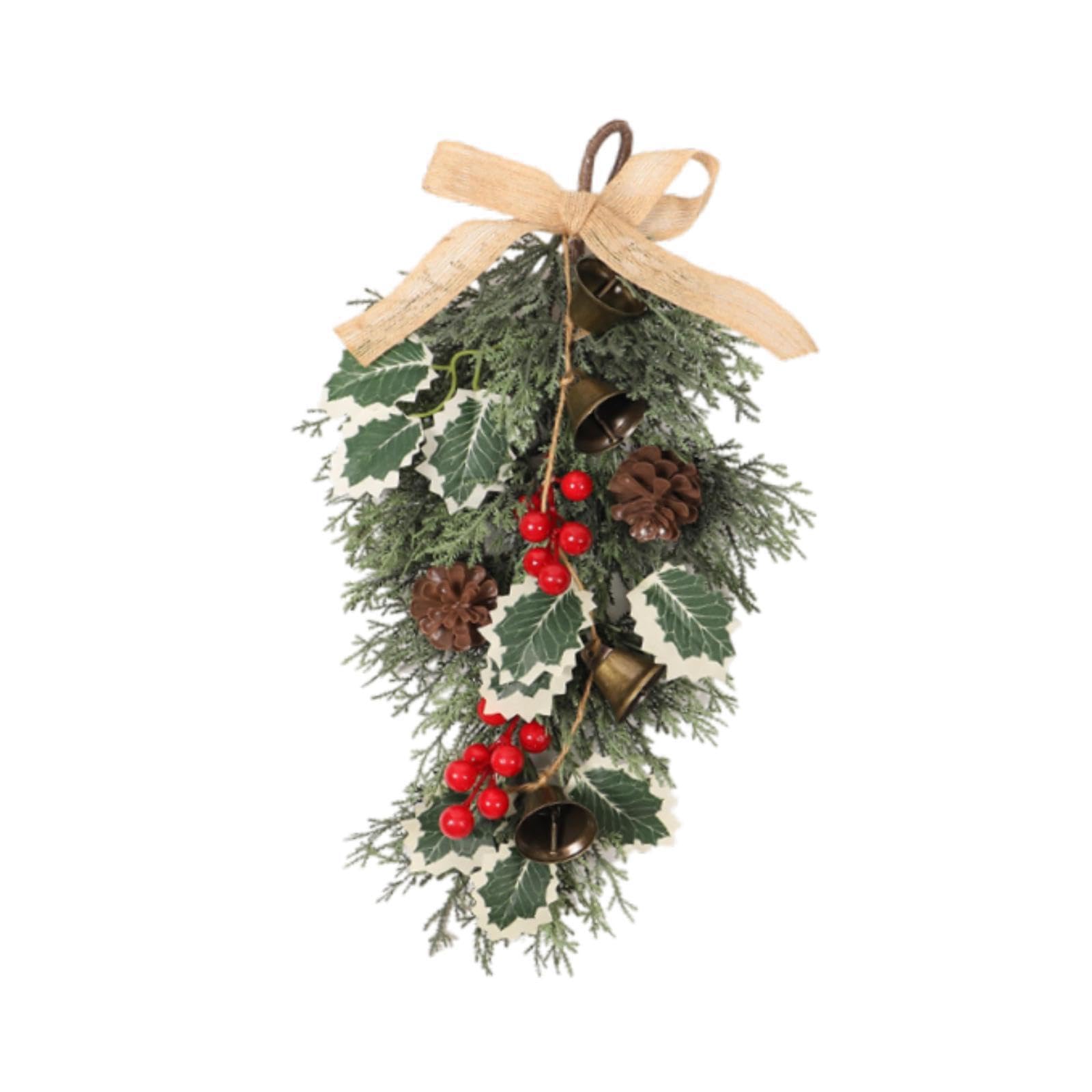 Yixannx Green Artificial Wreath Cemetery Leaves Party Decor Teardrop Swag Creates Beautiful Memorial Spaces Enhancing Precious Memories Teardrop Swag Pines