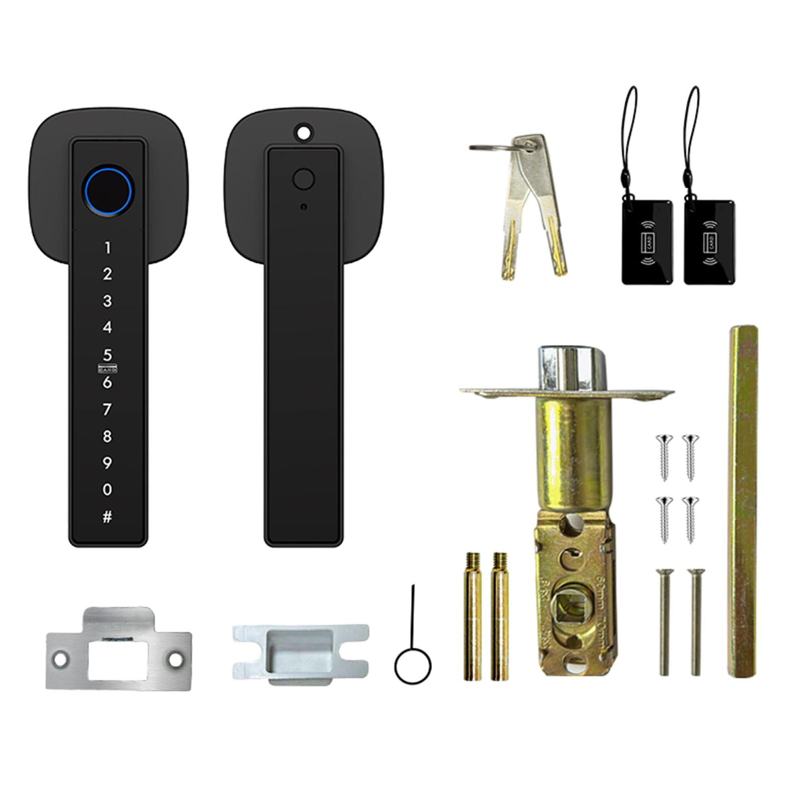 Maniglia per Porta Intelligente Blocco Impronta Digitale Tastiera per Accesso Senza Chiave Blocco di Sicurezza Biometrico 6 Metodi di Sblocco Installazione Semplice per Hotel con (Nera)