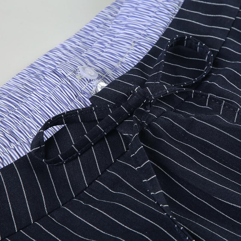 heyheyshine Striped Pants Women Color Block High Elastic Waisted Drawstring Straight Wide Leg Casual Y2k Pants Work Trousers4