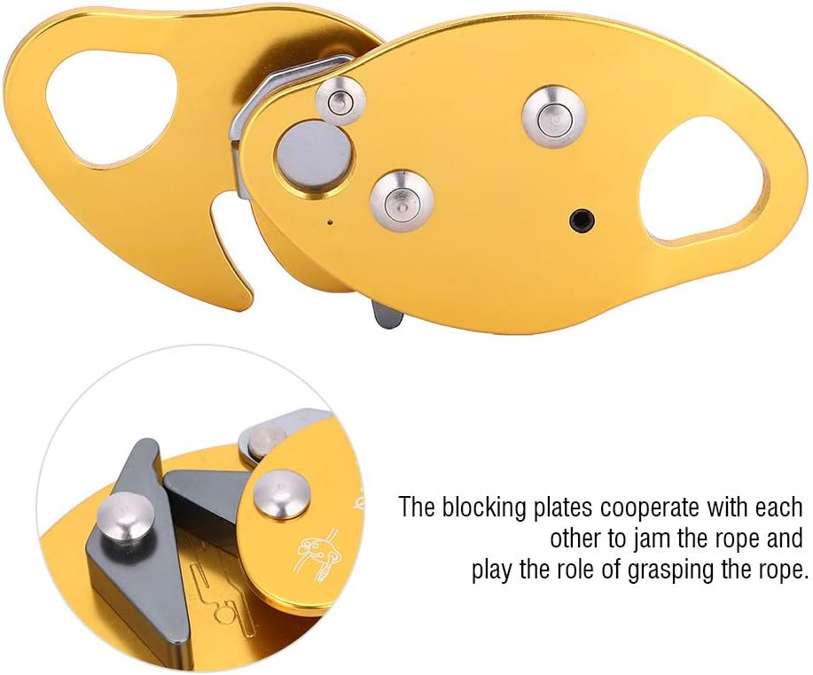 Rope Descender Climbing Rope Grab Self Braking Stop Descender for 11-12.5mm Rope Clamp Grab Climbing Tree Rappel Ring Climbing Gear