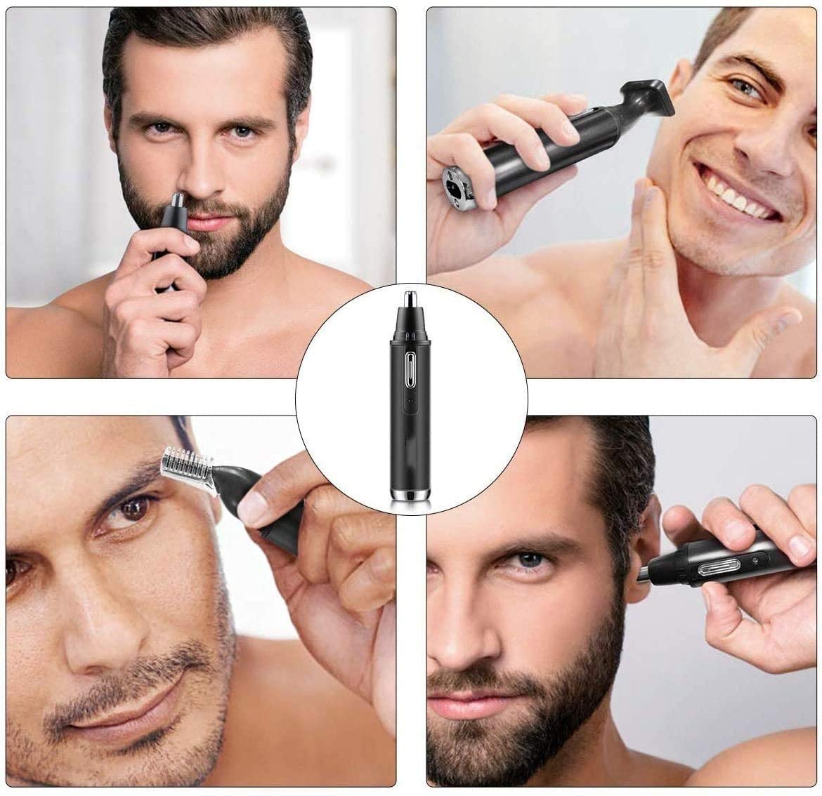 Tagliacapelli per Naso, Sopracciglia Professionale Ricaricabile Tramite USB 4 in 1 con Lama in Acciaio Inossidabile a Doppio Taglio