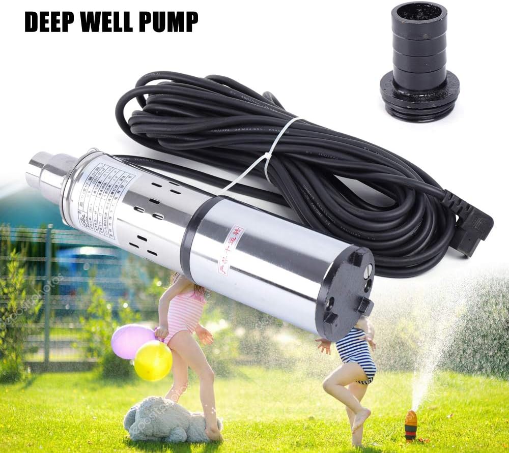 Solar Power Water Pump, Deep Well Submersible Pump, 12V 24V 48V DC Bore Hole Pump, Submersible Well Pump for Industrial, Irrigation, Home Use (48V 280W)