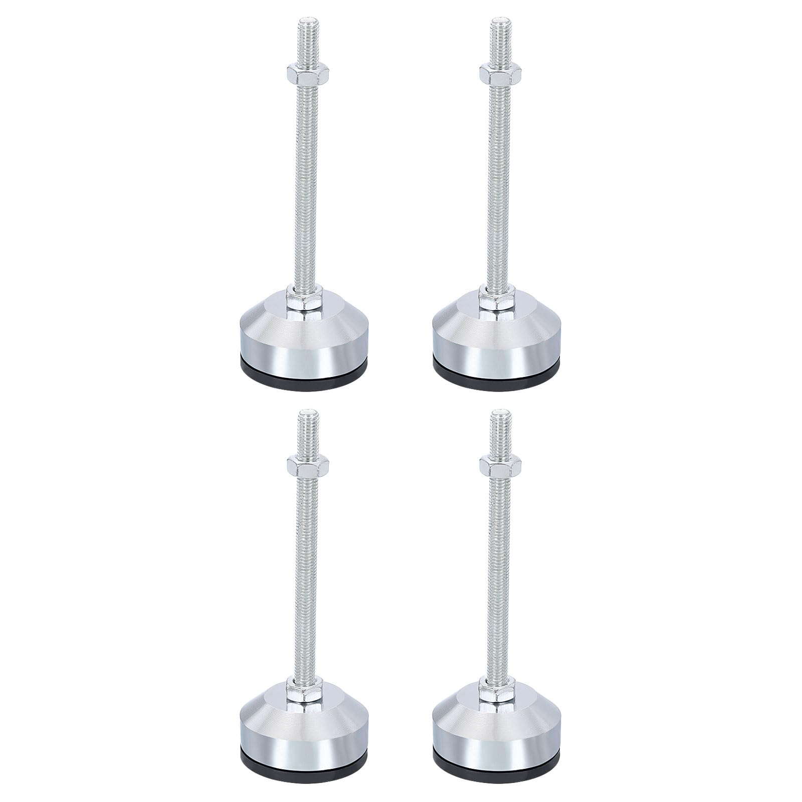 PATIKIL Furniture Leveling Feet 2" Dia Base M8 Thread, 4 Pcs Carbon Steel Adjustable Threaded Furniture Leveler Screw on Leg Levelers with Pads for Desk Chair Cabinet, Black — image 1