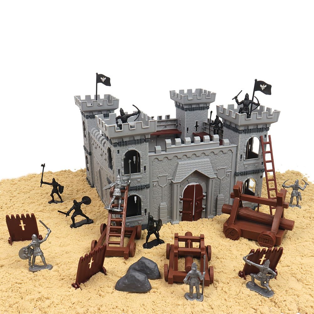 Uposao Conjunto de Juegos de Guerras Antiguas, Juego de Juguetes del Castillo Medieval, Caballeros, Figuras de Acción, Accesorios de Construcción, Modelo de Castillo de Juguete, Soldados