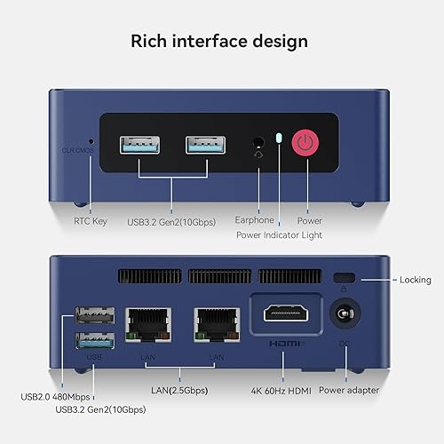 Miniatura 9 de Beelink MINIS 12 Mini PC con procesador N95 (4C4T), 16G DDR4500G SSD 4K UHD, puertos HDMI duales, WiFi5, BT4.2 Gigabit Ethernet Micro Computer