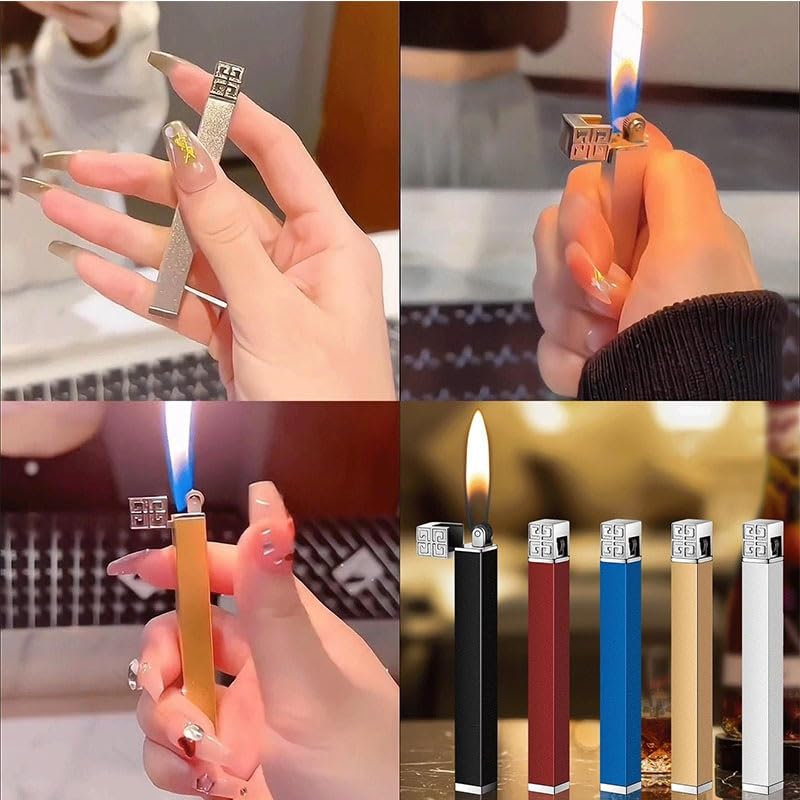 Encendedor mini recargable de butano 2 piezas rojo dorado miniatura 5