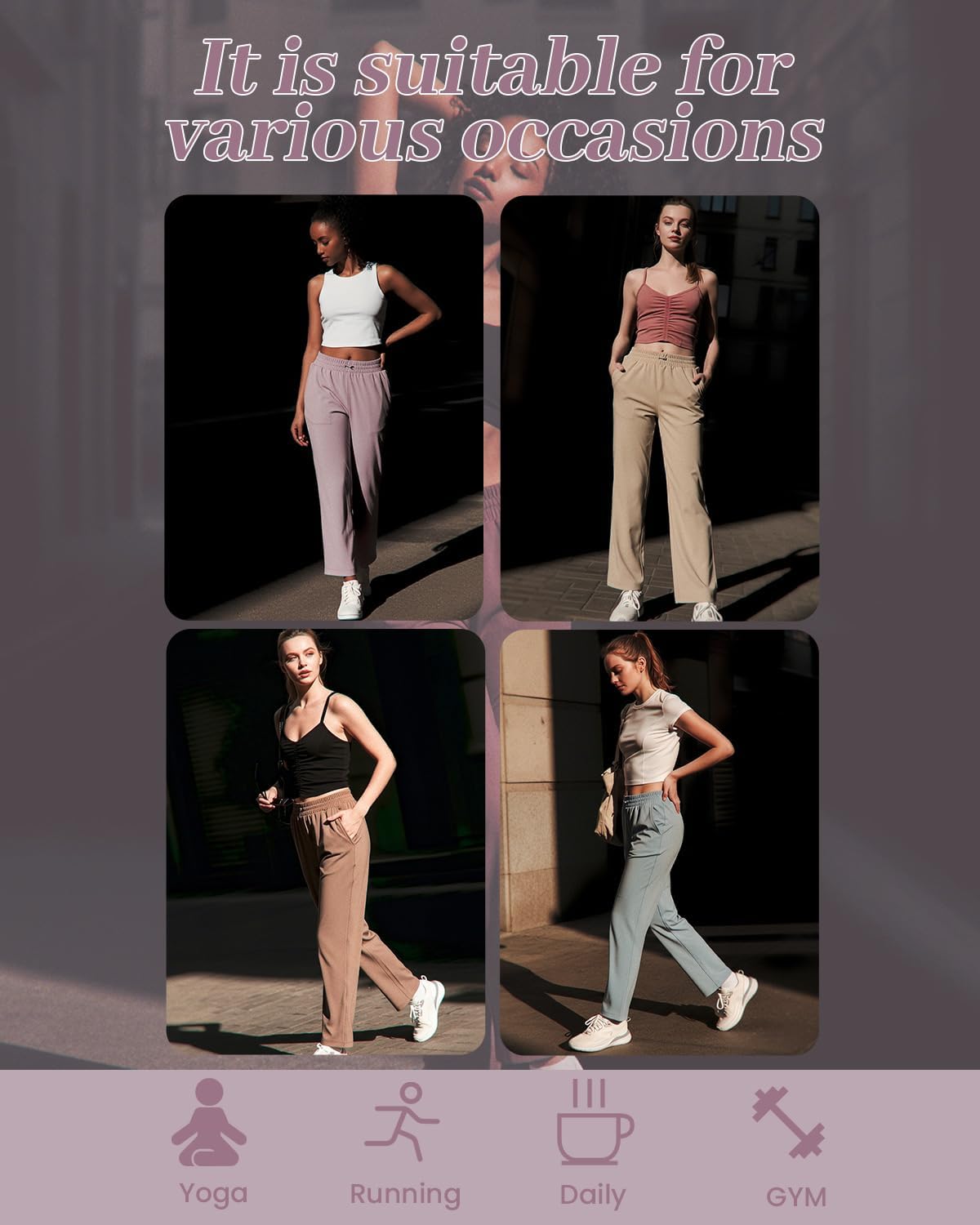 Women's Moisture-Wicking Crop Flare Pants - Shockcord Waist, Compressive Fabric & Side Pockets | Yoga,Fitness,Daily Use - Image 3