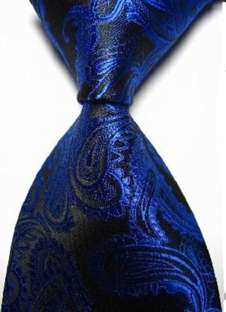 New Royal Blue Paisley Jacquard Woven Men's Tie Necktie