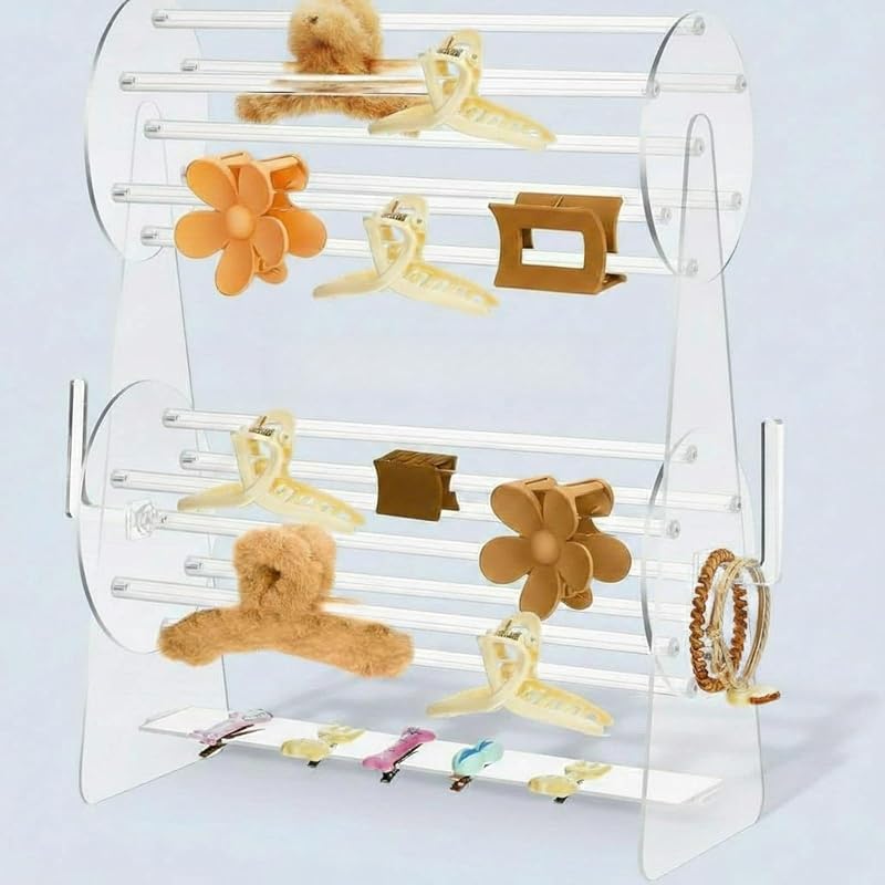 Organizador giratório de acrílico para presilhas de cabelo Lineshading, modelo 1, pacote com 1