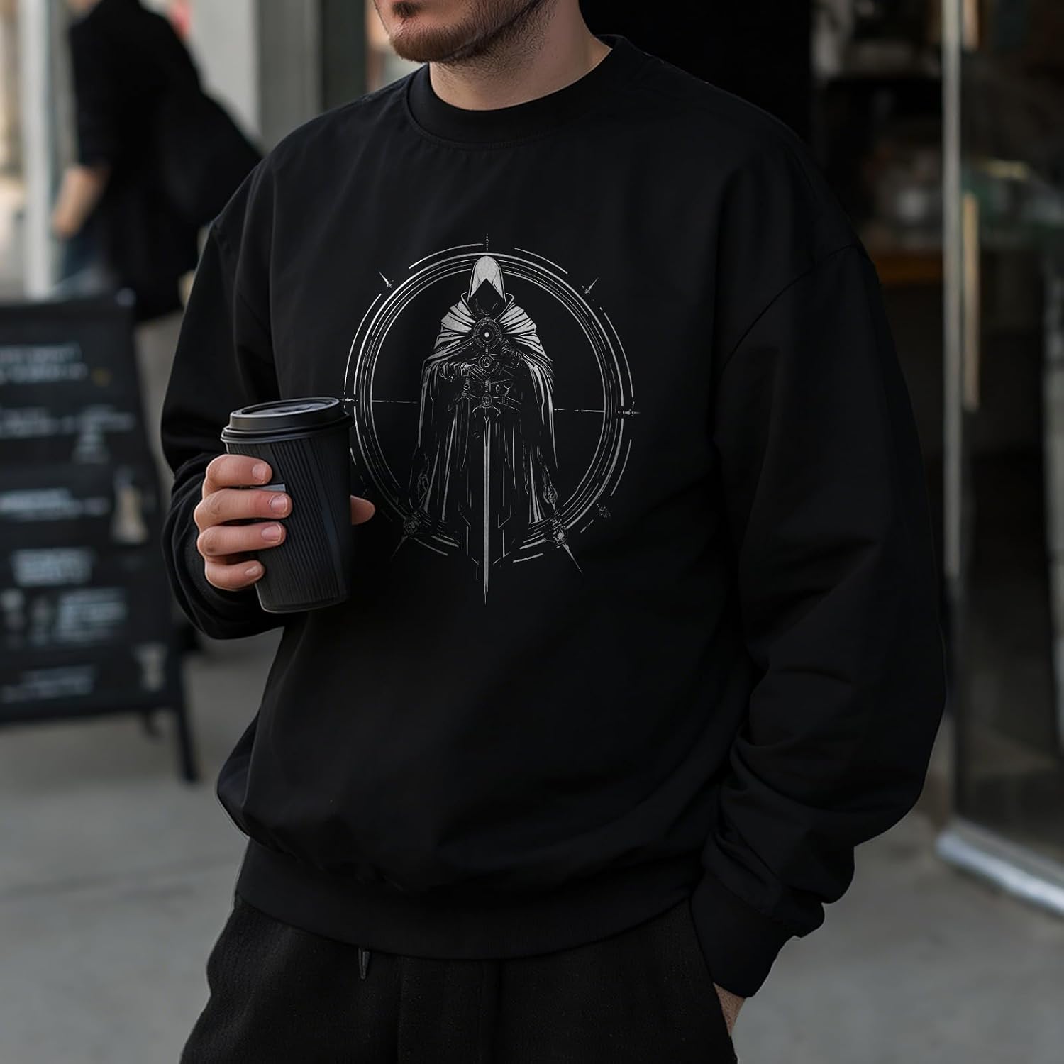 domirica Oversized Solid Cotton Blend Graphic Mens Hoodies Pullover Crewneck Long Sleeve Loose Fit Soft Sweatshirts