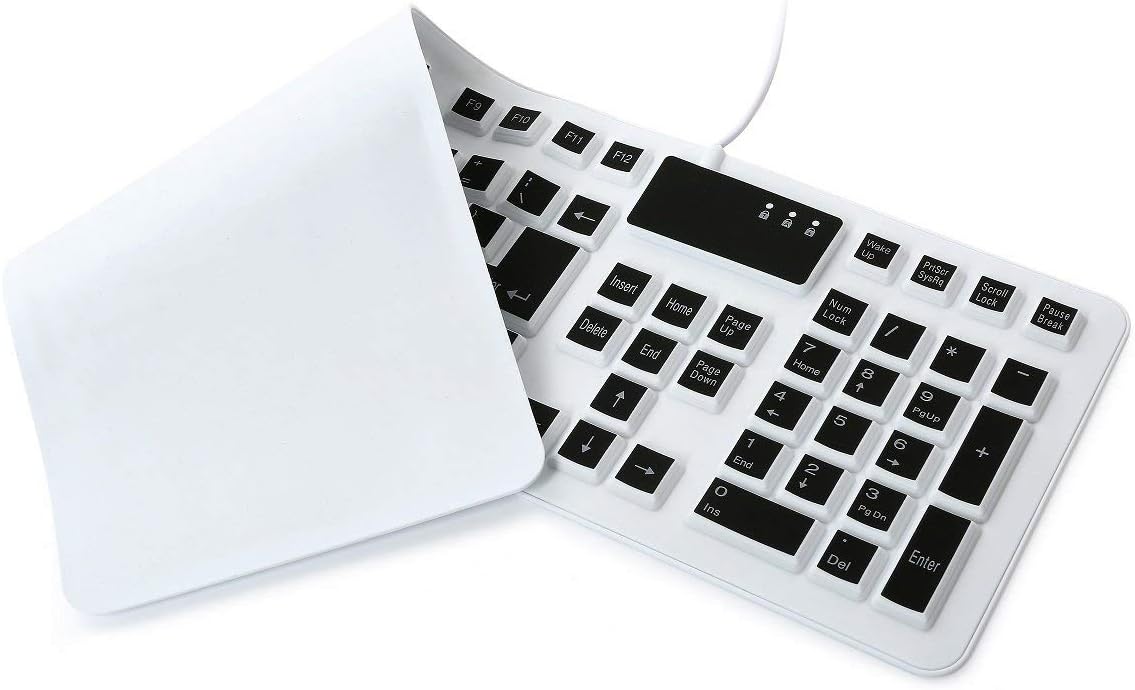 Flexible Silicone Keyboard USB Wired Standard Waterproof Rollup Foldable Keyboard for PC Notebook Laptop