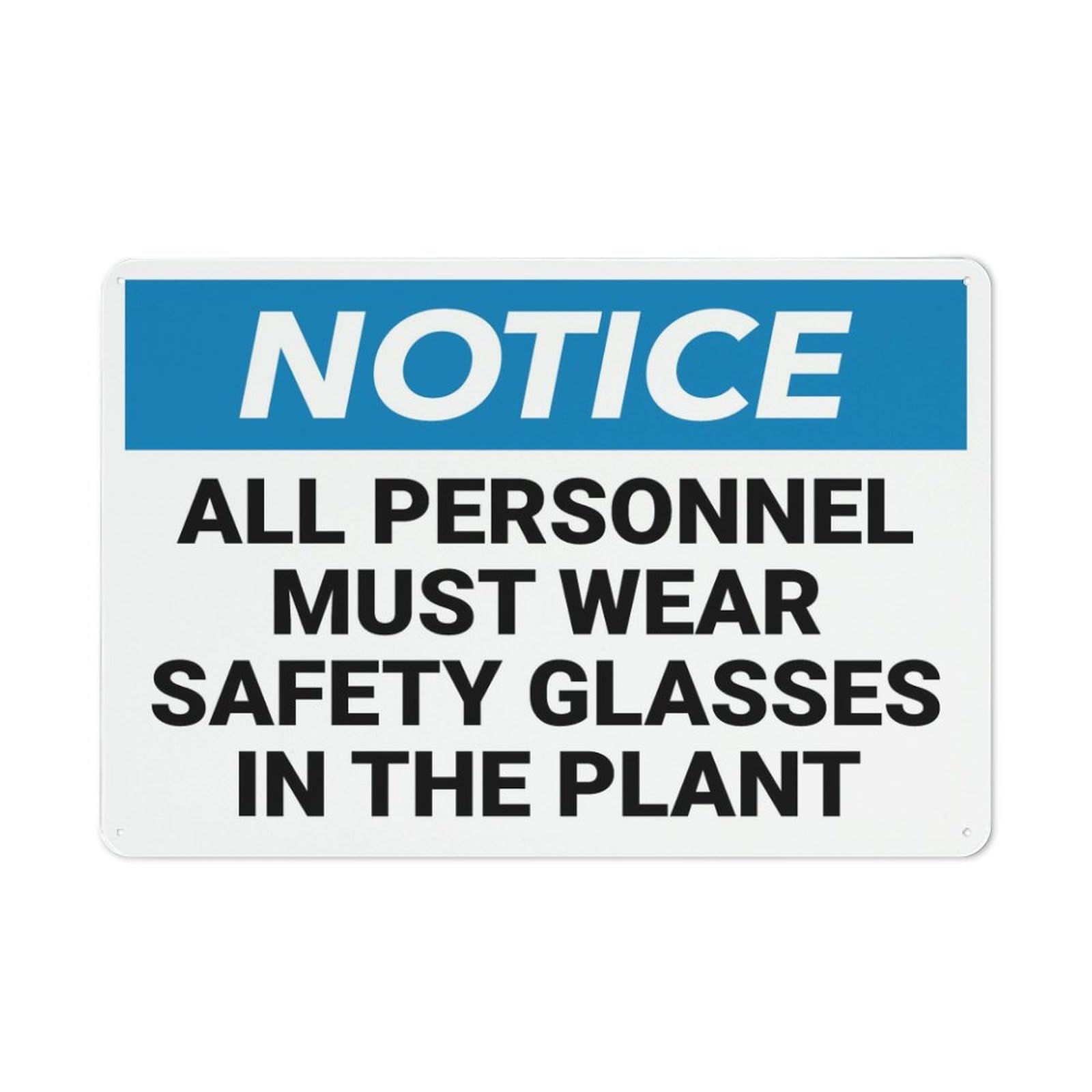 Xewazd A42 8"X12" Rust-Free Aluminum Notice Sign - All Personnel Must Wear Safety Glasses | Indoor & Outdoor Use For Fence Yard
