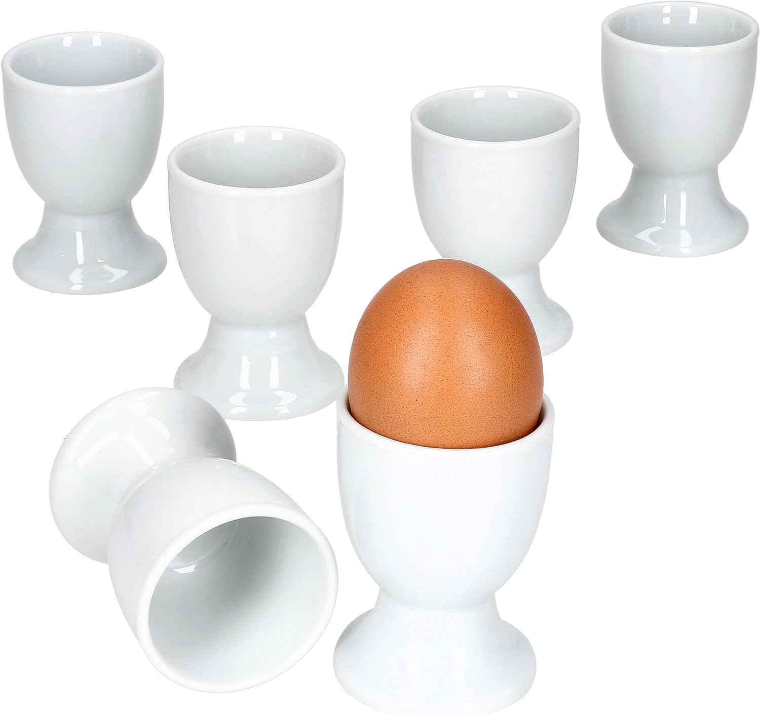 Lot De 6 Coquetiers Empilables Porcelaine Blanche – Design Élégant, Petit-Déjeuner, Mariage, Fêtes – 7 × 5,2 Cm