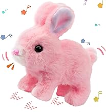 Hopping Jumping Rabbit Interactive Electronic Pet Plush Bunny Toy with Sounds and Movements Animated Walking Wiggle Ears Twitch Nose Gift for Toddlers Kids