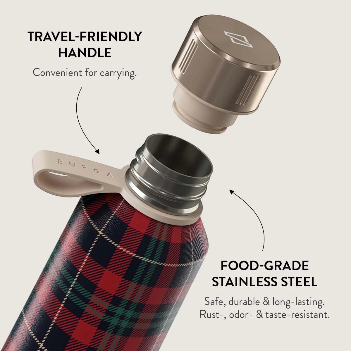 BURGA Wasserflasche Halten Sie Ihre Getränke auf der perfekten Temperatur und Ihren Stil tadellos, egal ob im Fitnessstudio, Büro oder im Freien (500ML) (Sweater Weather)