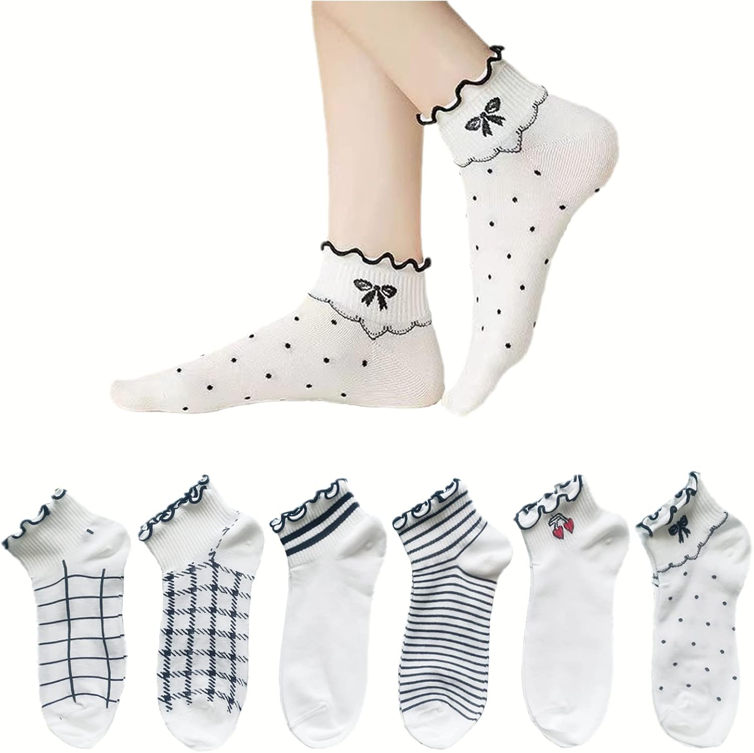 靴下 レディース ソックス ファッション ミディアムチューブ かわいい レース 薄い くつした 5足セット まとめ買い特価