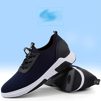 AIRFUL Men's Elevator Business Sneakers - Height Increasing Leather Sport Sneaker 3.14 Inches Invisible Height Increasing Non-Slip Casual Hiking Shoes (Color : Black, Size : 5 UK)