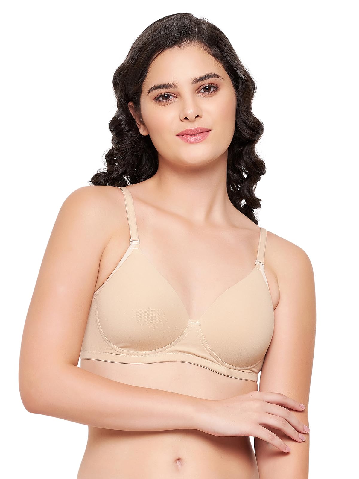 clovia Women's Cotton Padded Non-Wired Demi Cup Multiway T-Shirt Bra - Beige in Beige-picture-51