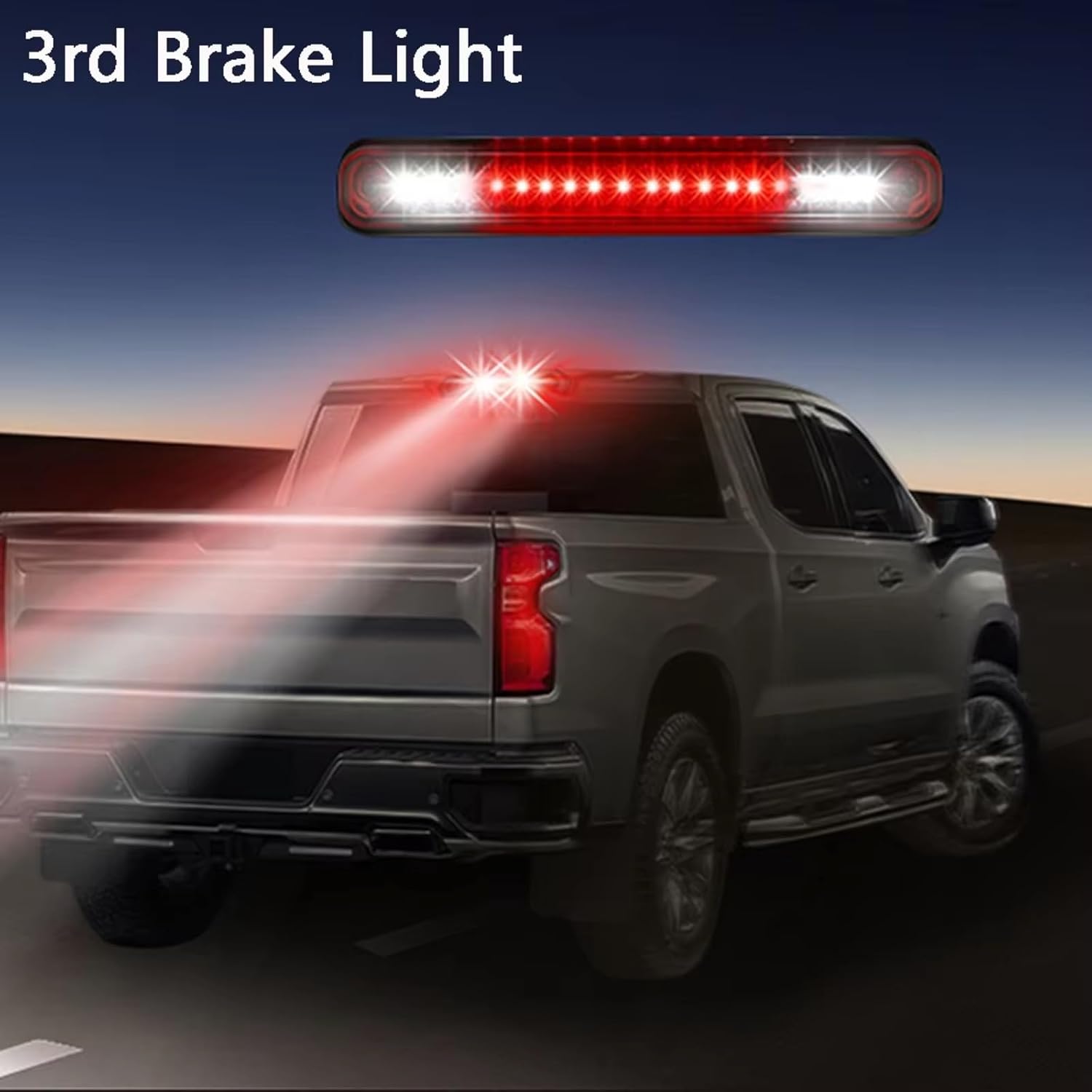High Mount Brake Light For Chevy For C1500 K1500 1988-1999 For C2500 C3500 1988-2000 CarThird3RD Brake Light Red White Tail Lamp Stop Light Waterproof (Red)