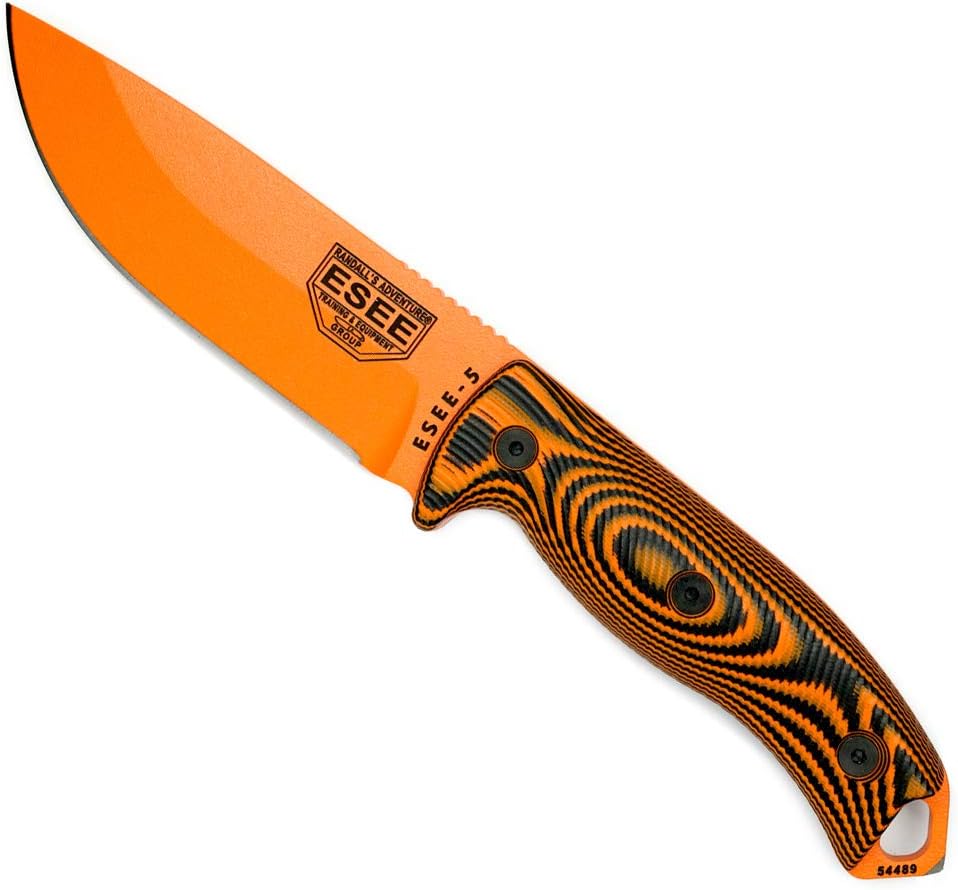 ESEE-5 1095 Carbon Steel, Black Kydex Sheath (OD Green Blade, Green Canvas Micarta 3D Handle)