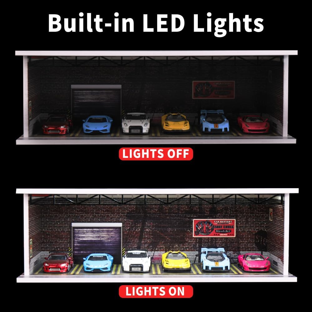 1/64 Scale Diorama Garage Display Case for Die-Cast Model Cars image 4