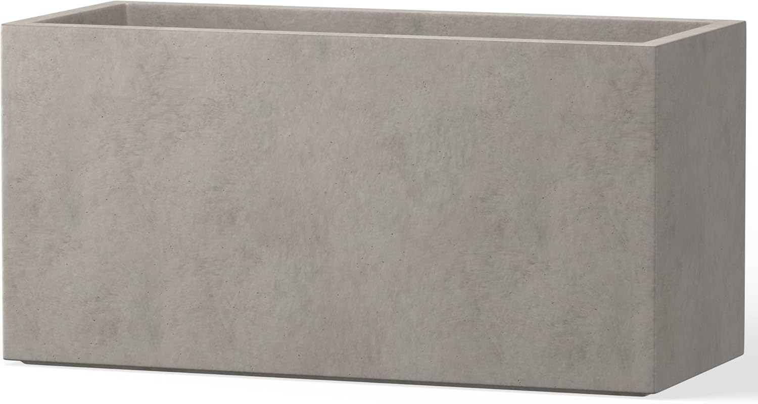 Kante 23.2" L Rectangular Concrete Planter, Large Outdoor Indoor Garden Pots with Drainage Hole and Rubber Plug, Modern Decor for Home, Patio, Backyard, Charcoal