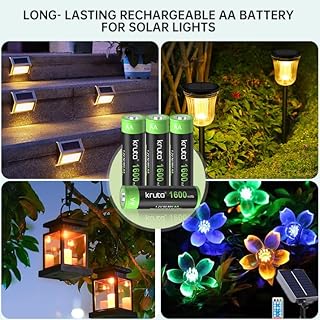 Kruta 20-Pack Rechargeable AA Batteries Pre-Charged, 1600mah NiMH Rechargeable AA Solor Batteries Double A Battery for Outdoor Solar Lights and Household Devices