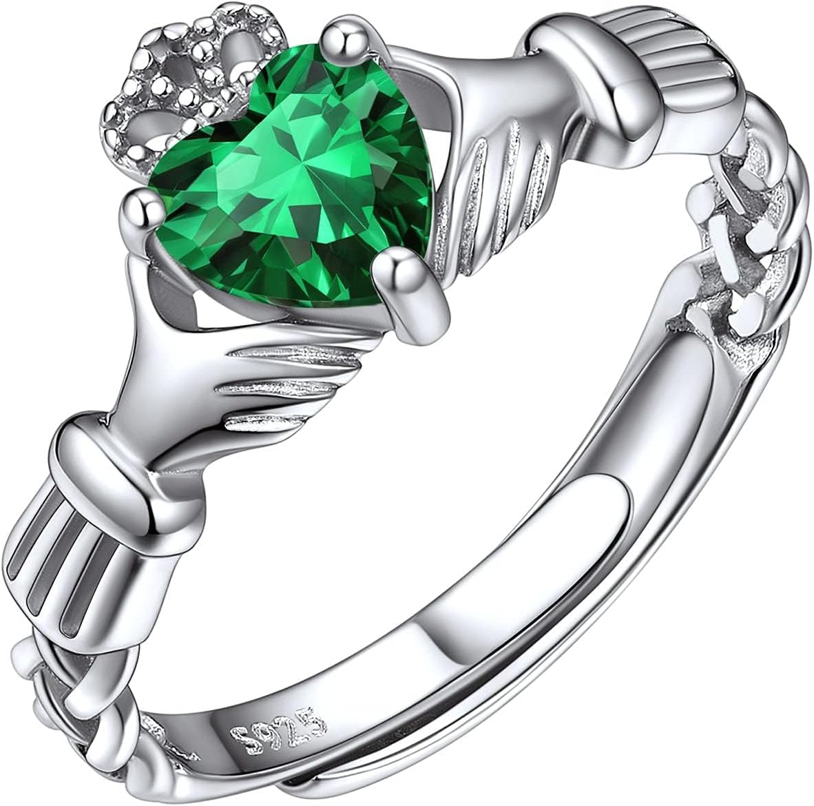 ChicSilver 925 Sterling Silver Celtic Knot/Claddagh Heart Shape Birthstone Promise Ring for Women