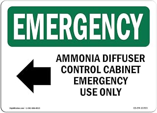 OSHA Emergency Sign - Ammonia Diffuser Control with Symbol | Rigid Plastic Sign | Protect Your Business, Work Site, Warehouse & Shop Area | Made in The USA