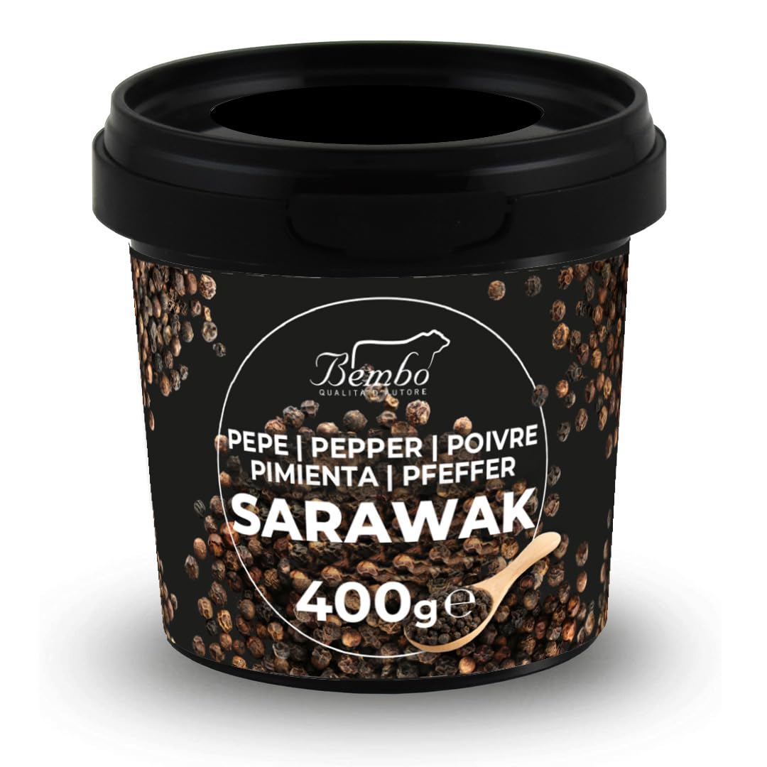 Schwarzer Pfeffer Sarawak ganz 400g Bembo – Premium Pfefferkörner – Für Mühle und Küche