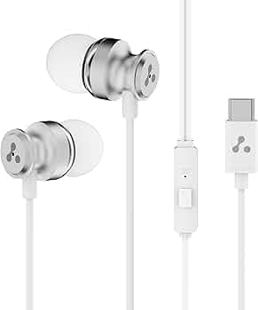 Ambrane Stringz 03 Type-C In Ear Wired Headphones, 10mm Bass Drivers, Inline Controls, White