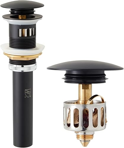 Tapón de drenaje universal para lavabo de baño con desbordamiento y cesta desmontable (cromo pulido, 2.6 x 8.5 pulgadas)