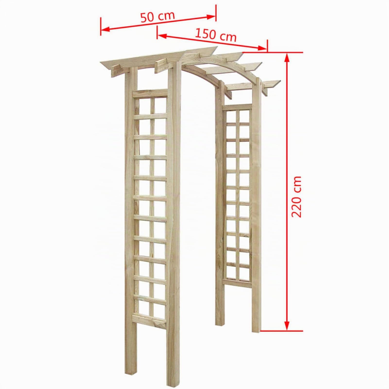 MOONAIRY Arche à Treillis Voûte de Jardin Arche à Rosiers Plantes Grimpantes Arrière-Cour Extérieur Voûte en Treillis 150x50x210 cm Bois
