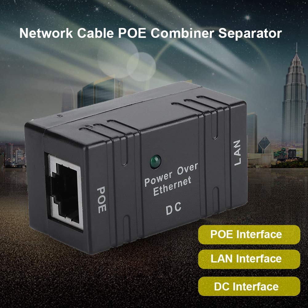 POE Power Supply Module, Mini POE Combiner Separator Universal Connector Network Bridge POE Injector for Router Network Switch Computer Host Network Interface(Black)