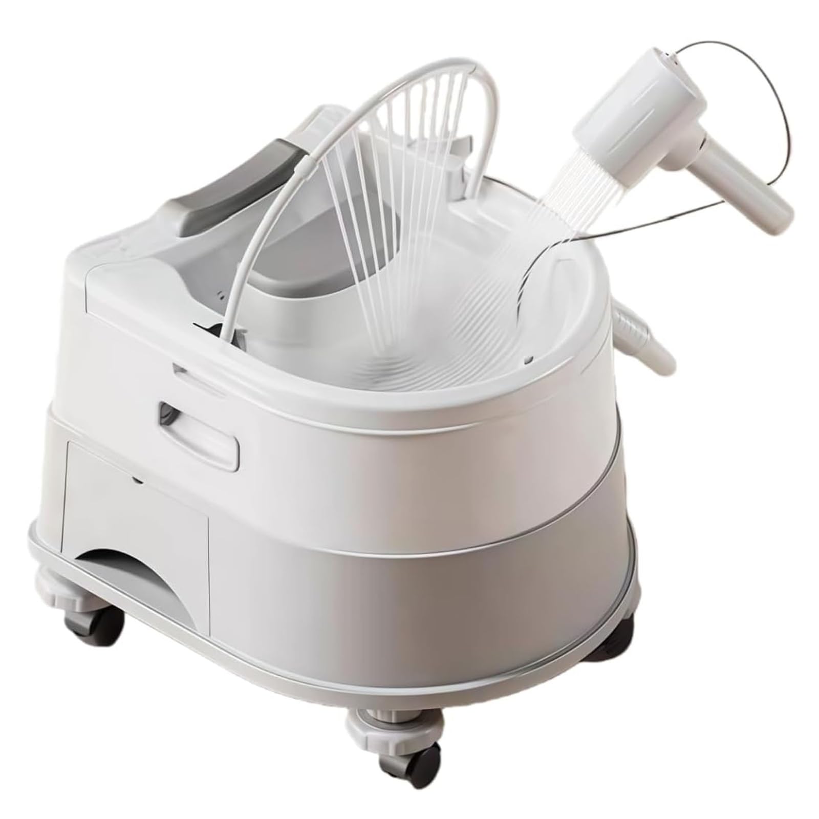 Eiwitany Beige Thermostatic Circulating Head Spa Shampoo Basin with 10L Water Tank, Rolling Casters & Spa Frame for Home and Salon (Grey)