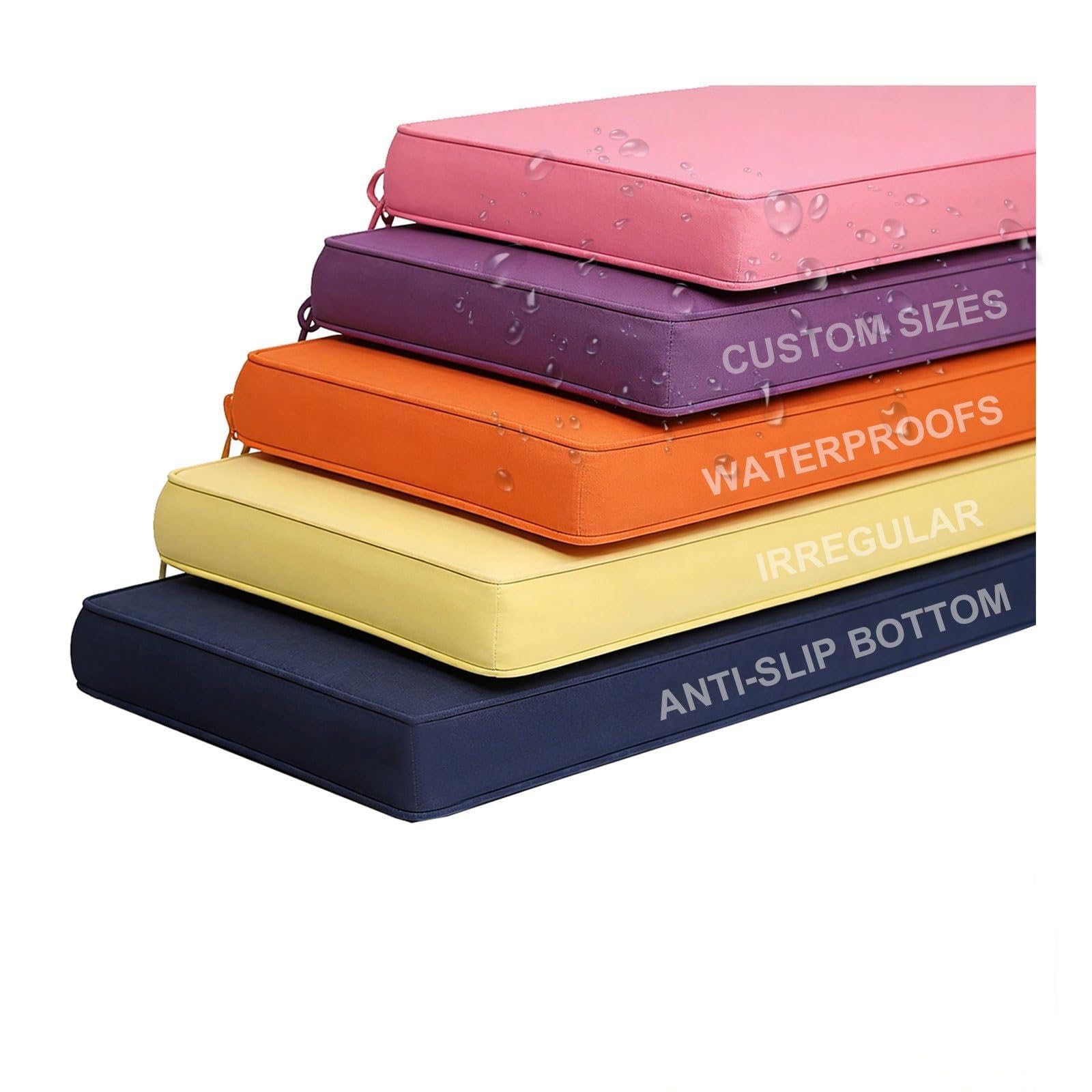 Custom Bench Cushion, Window Seat Cushion, High Resilience Foam Replacement Cushions for Indoor Outdoor Furniture, Living Room, Kitchen, Patio, Garden, Bench Seat Cushion(Waterproof,Thick 5cm)