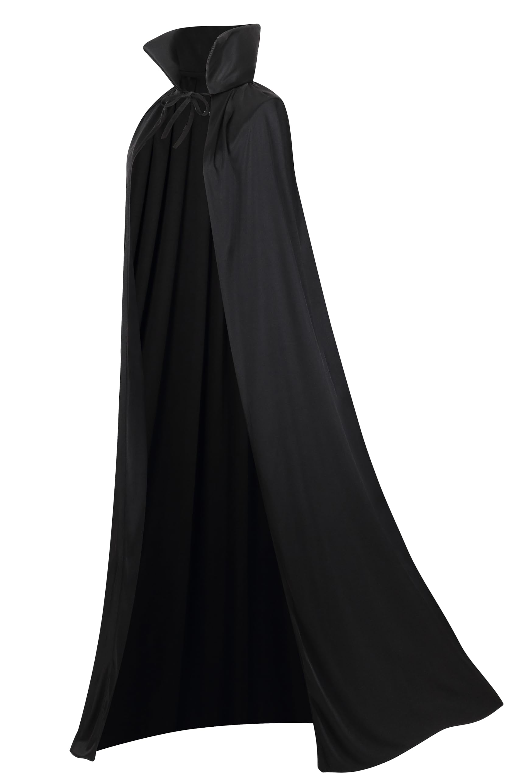 DELIVESS Vampire Costume Halloween Vampire Cape Adult, Two Sides Reversible High Collar Magician Hooded Cloak (35.43", Black) - Image 2
