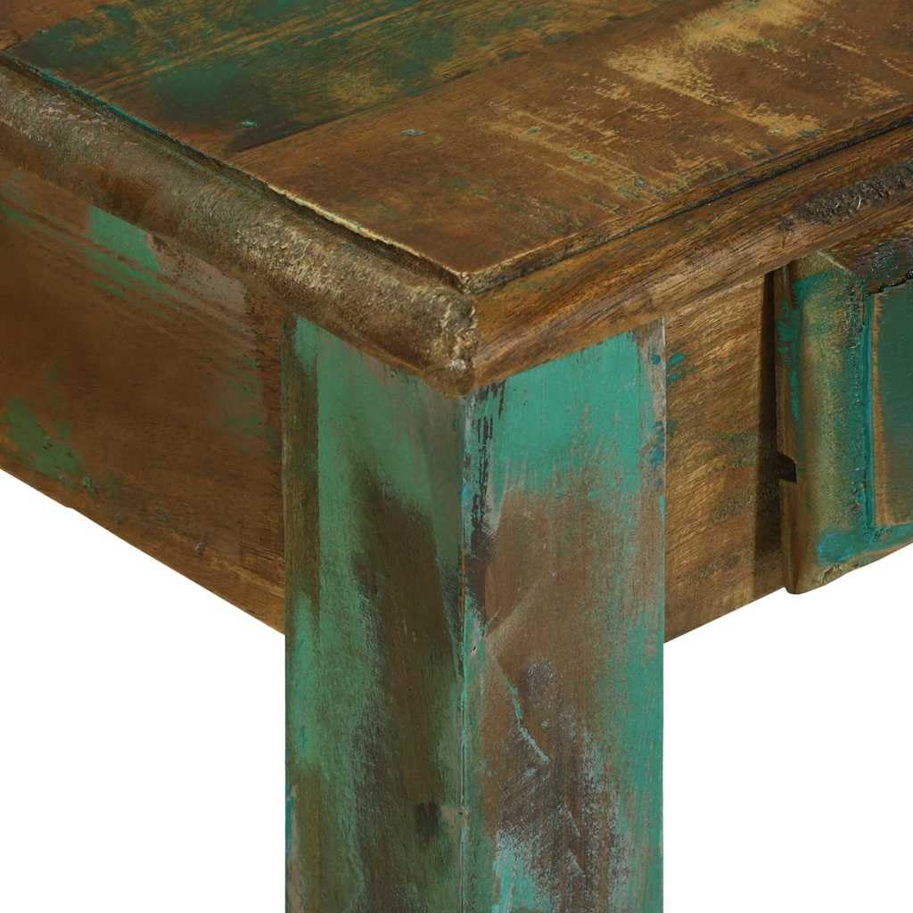 Escritorio rústico marrón de madera maciza reciclada, 112 x 55 x 76 cm, con 2 cajones, duradero escritorio para ordenador para oficina en casa, estudio, almacenamiento práctico