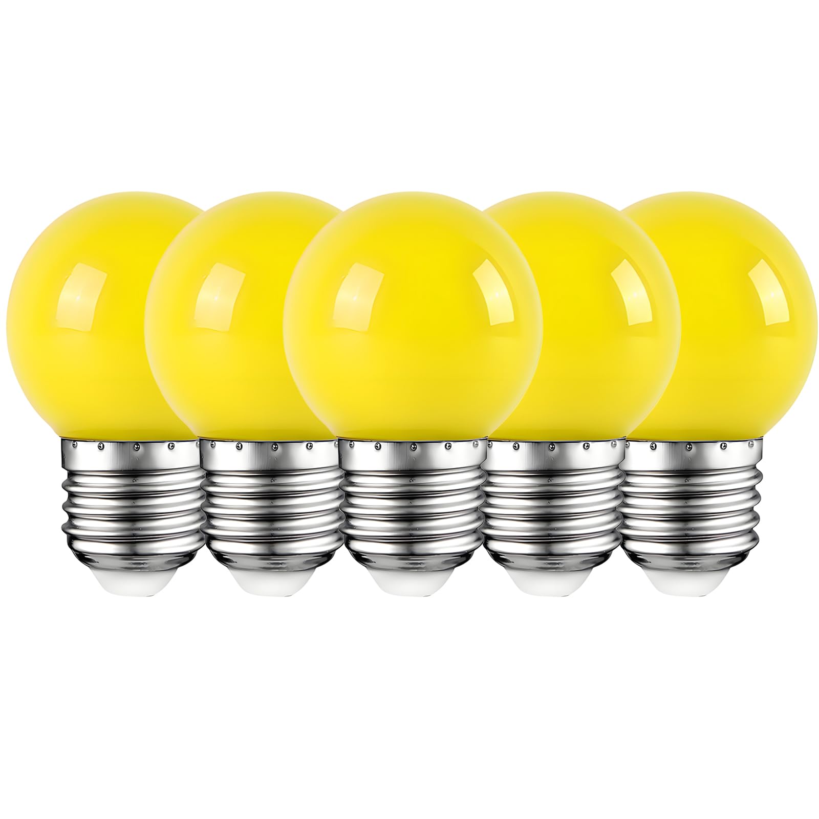 HUAMu E27 Colored LED Bulbs 2W, Yellow G45 Round LED Bulb, for Wedding Bedroom Bar Christmas Holiday Party Decoration, 5 Pack — image 1