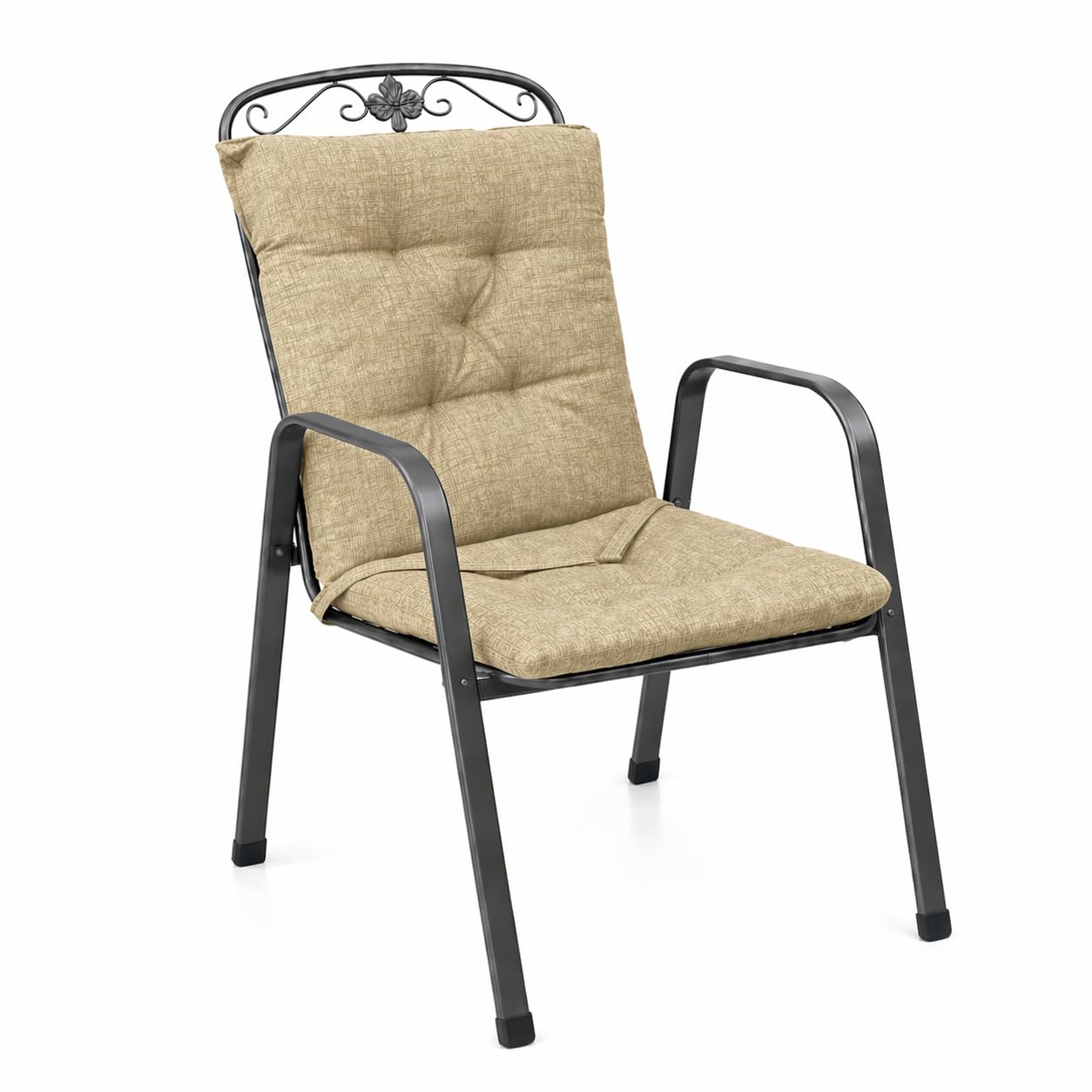 GBiancheria Set di 6 Cuscini Imbottiti per Sedie con Schienale da Esterno ed Interno Resistente e Comodo per Sedie Reclinabili, Spiaggine e Poltrone da Giardino Made in Italy (Beige)