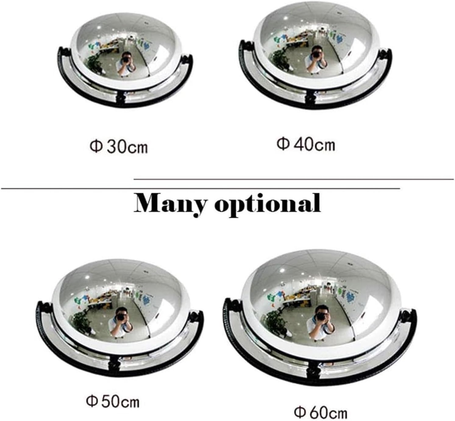 Specchio convesso panoramico a mezza cupola, specchio antifurto, specchio convesso, specchio acrilico di sorveglianza, angolo di visione di 180 gradi, specchio sferico da 1/4(30cm)