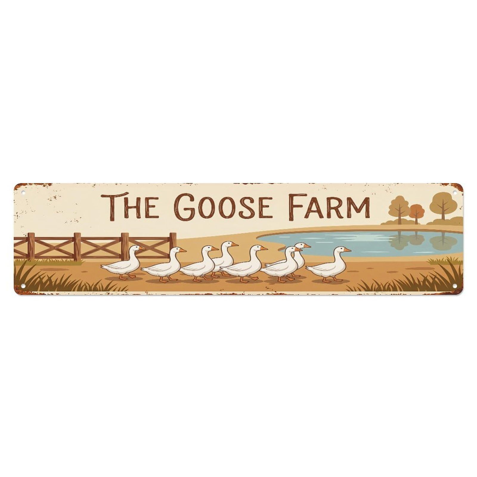Metal Tin Sign Vintage Goose Farm Scene The Goose Farm