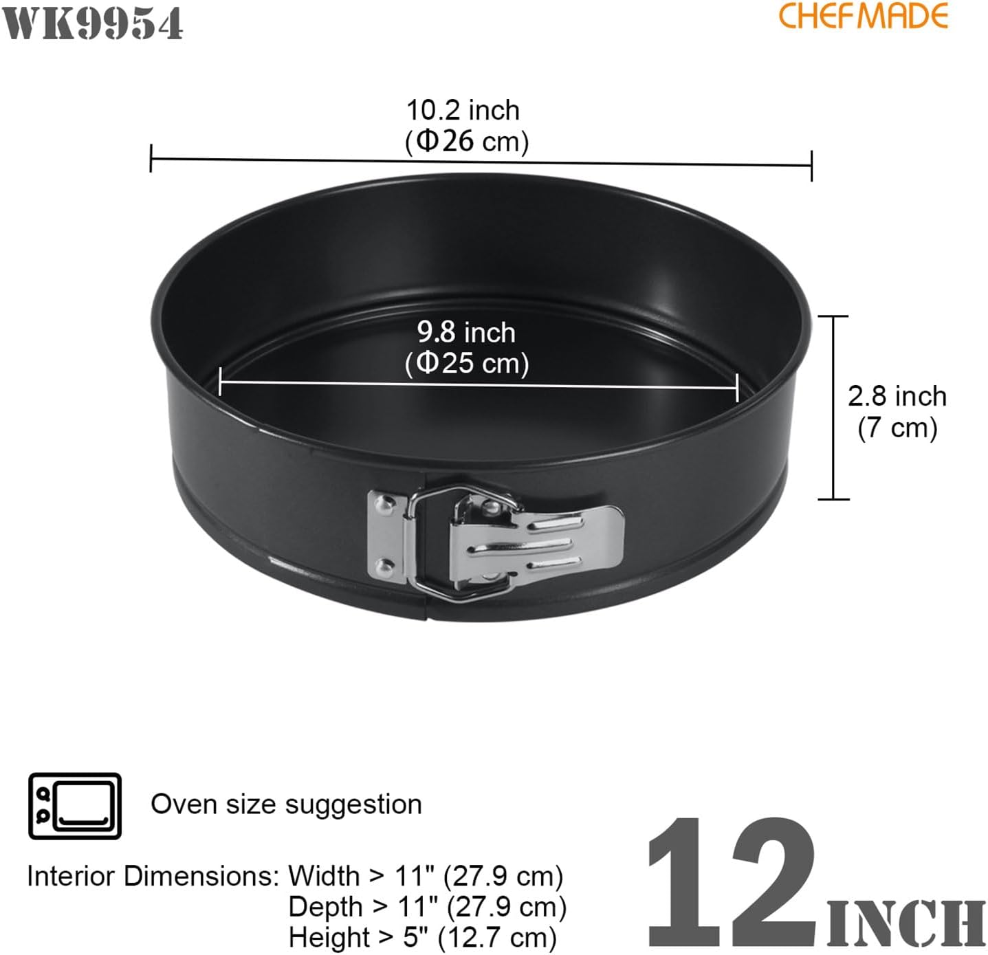 CHEFMADE Springform Pan, 10 Inch Round Cake Pan with Removable Bottom,Chiffon Bakeware for Oven and Instant Pot(Black) - Image 2