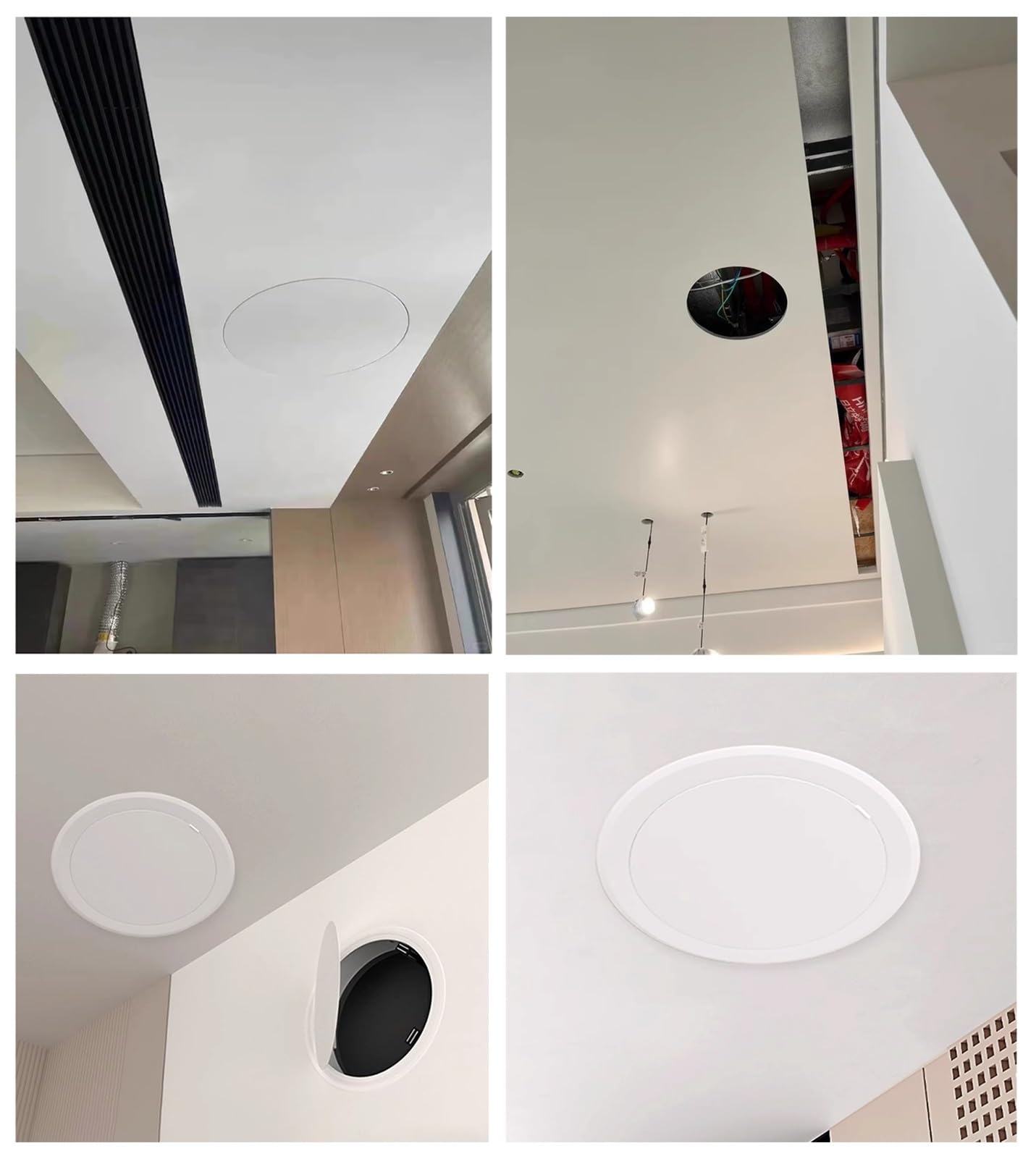Runde Metall-Zugangsklappe mit Touch-Riegel, 120 mm, 450 mm, Decken- und Wandzugstür für Sanitärinstallationen, bündige Service-Luke für versteckte Kabel
